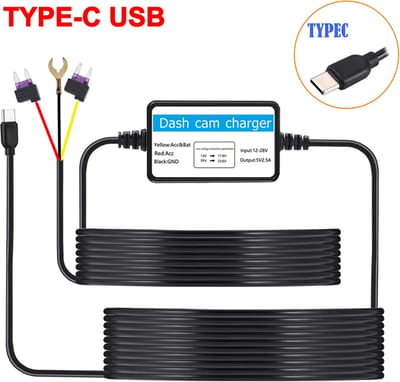 DrPhone HPK2 - Hardwire Parkeer Kit – Lage Voltagebescherming – Constante Voeding – USB C – 12-24V /5V 2.5A – 24H Parkeerbewaking – Geschikt voor o.a dashcams