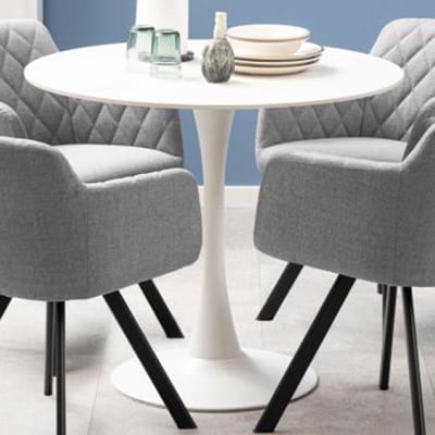 Giga Living Eettafel Laurens - Rond Keramiek Wit - Ø90x75cm