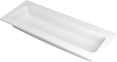 INK® Faktor wastafel polystone centraal met 1 kraangat, 120x45x1,5cm, mat wit