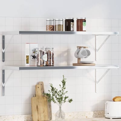 vidaXL - Plankdragers - 4 - st - 40x2,5x25 - cm - roestvrijstaal - zilverkleurig