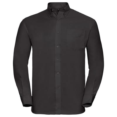 Russell Collectie Heren Lange Mouw Easy Care Oxford Shirt (Zwart)