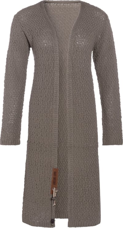 Knit Factory Luna Lang Gebreid Vest Marron - Gebreide dames cardigan - Lang vest tot over de knie - Bruin damesvest gemaakt uit 30% wol en 70% acryl - 36/38