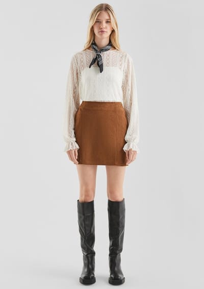 Mini rok van imitatie-suède slim fit dames QS