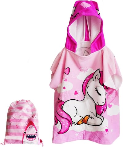 Poncho Handdoek voor Kinderen met Kap, Ideaal voor Thuis, Badkamer, Strand en Zwembad Activiteiten
