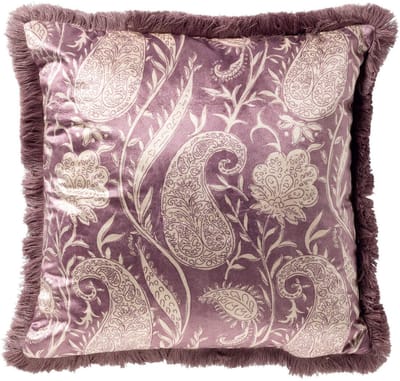Dutch Decor RAVIE - kussenhoes 45x45 cm - paisley - fringe - Dusky Orchid - paars - met rits - zonder binnenkussen