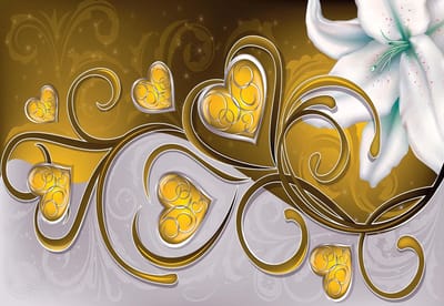 Fotobehang Lily Heart Abstract | XL - 208cm x 146cm | 130g/m2 Vlies
