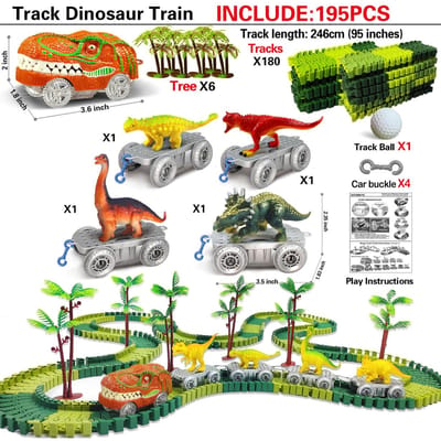Dinosaurus Speelgoed-Magische Treinbaan Race Speelgoed Buigbare Flexibele Racebaan Knipperend Licht Auto Educatief Speelgoed Voor Kinderen Cadeau