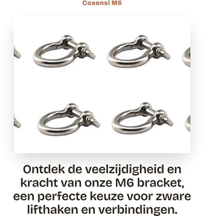 Dailygoods- Bracket M6 - Boogvormige/Europese Beugel - Roestvrij Staal - Zilver - Set van 8 - Schokbestendig en Corrosiebestendig - Haak