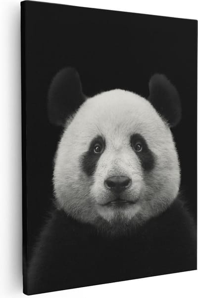 Artaza Canvas Schilderij Dierenkop Panda - 40x50 cm - Muurdecoratie Woonkamer - Wanddecoratie Dierenhoofd - Kamer Accessoires