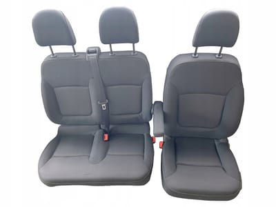 COMFORT Autostoelhoes Set - Op maat gemaakt voor Renault Trafic III 2014-2024 - 3-persoons (2+1) - Jacquard & Polyester - Antraciet/Zwart