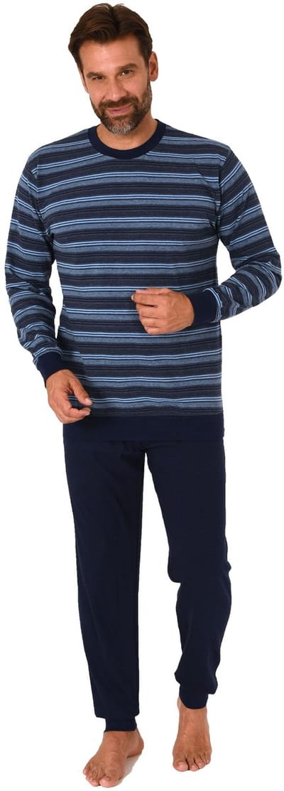 Herenpyjama met lange mouwen en manchetten Pyjama in een geweldige gestreepte look