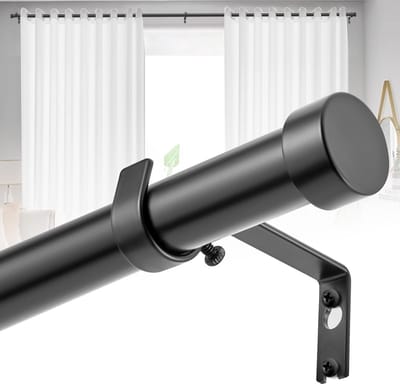 Dailygoods- Gordijnroede Verstelbaar - Uitschuifbaar 18 tot 88 Inch - Metalen Set - Beugels en Ronde Eindstukken - Voor Woonkamer/Kantoor - Gordijnstang