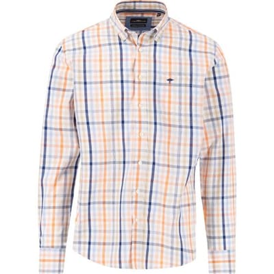 Fynch-Hatton Overhemd Combi Check Button-Down Sunny Orange / male