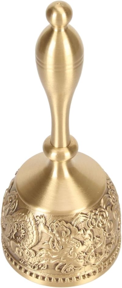 Messing Handbel - Service Bel - Aandacht Trekken - Zuiver Messing Materiaal - 13 x 6 x 6 cm - Messing