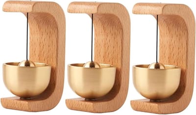 Houten Deurbel Set - Deur Chime - Entree Decoratie - Magnetische Installatie - 3 Stuks - Lichtbruin
