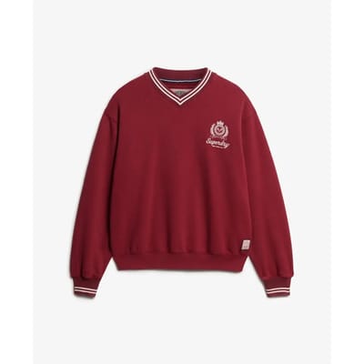 Superdry Country Club Sweatshirt met V-hals Red Grootte: 40