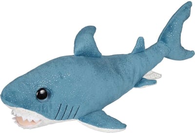 Pluche kleine knuffel zeedieren Blauwe Haai van 36 cm - Speelgoed beesten uit de soft serie - Leuk als cadeau