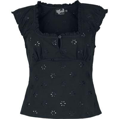 Hell Bunny - Rockabilly T-shirt - Sammy Jo Top - L - voor Vrouwen - zwart