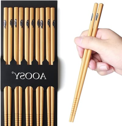 Vijf Paar Herbruikbare Bamboe Eetstokjes in Doos, Japanse Stijl, Vaatwasserbestendig, 22.5 cm