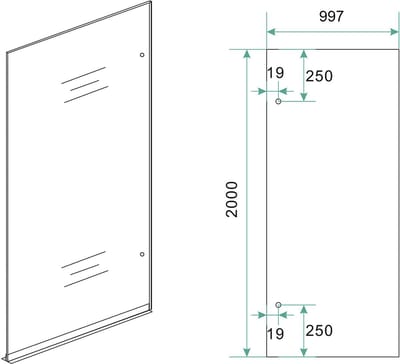 Wiesbaden Less Inloopdouche Rechts 100 x 200 cm - Geborsteld Staal
