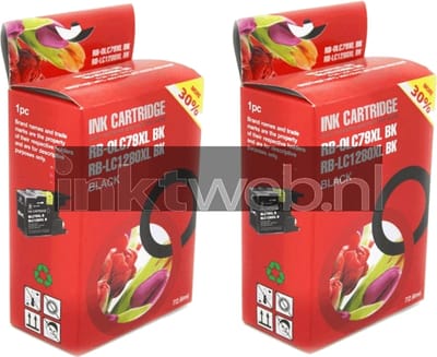 Huismerk Brother LC-1280XL 2-pack zwart (Huismerk (compatible))