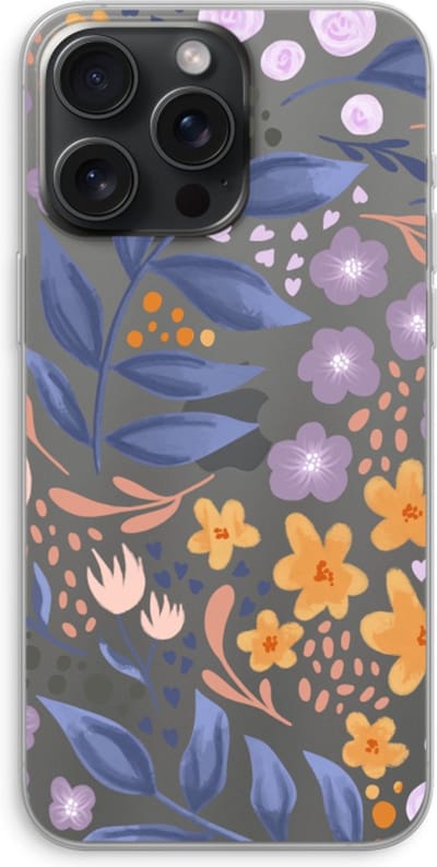 Case Company® - Hoesje geschikt voor iPhone 15 Pro Max hoesje - Flowers with blue leaves - Soft Cover Telefoonhoesje - Bescherming aan alle Kanten en Schermrand