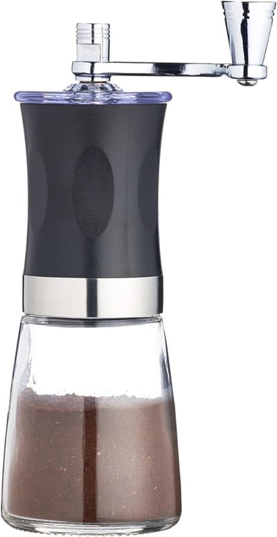 Core® Coffee Grinder - Moka Pot - Koffiemolens - 326 Gram - Glas - Zwart - 8cm x 7cm x 20cm