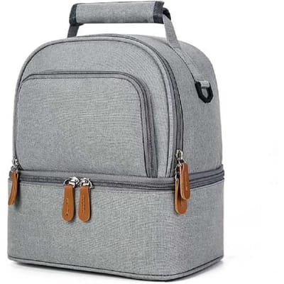 Draagbare lunchtas met grote capaciteit, warme picknick schoolvoedsel lunchtas, isolatiemateriaal, verse koeltas, handtas met lunchtas 26cm-28cm gray