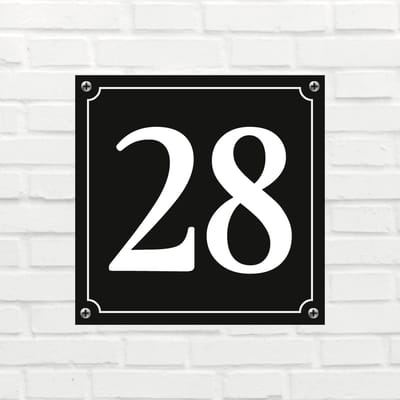 Huisnummerbord Klassiek - Nummer 28 - 14 x 11 cm - incl. bevestiging | - naambord - nummerbord - voordeur
