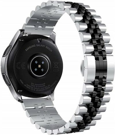 Strap-it Luxe Jubilee stalen bandje - geschikt voor Samsung Galaxy Watch 3 41mm / Galaxy Watch 1 42mm / Galaxy Watch Active / Active2 40mm & 44mm / Gear Sport - zilver/zwart