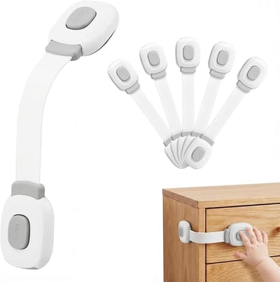 Oneay 6-delige kastslotenset, kindveilige sloten, geschikt voor kasten, lades, koelkasten en toiletbrillen, sterke kleefkracht, boren niet nodig