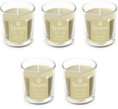 Spaas Geurkaars in transparant glas - Shimmering Smile - Beige - circa 25 uur - Ø7,3cm - 5 kaarsen
