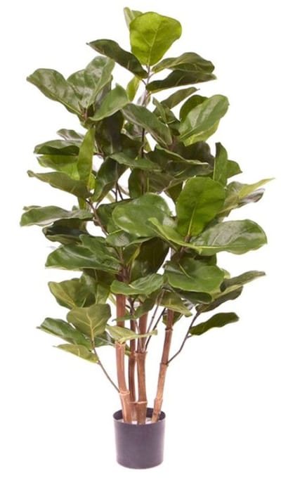 Ficus Kunstplant 120cm | Ficus Lyrata Kunstplant | Nep Ficus met houten stam | Ficus Nepplant