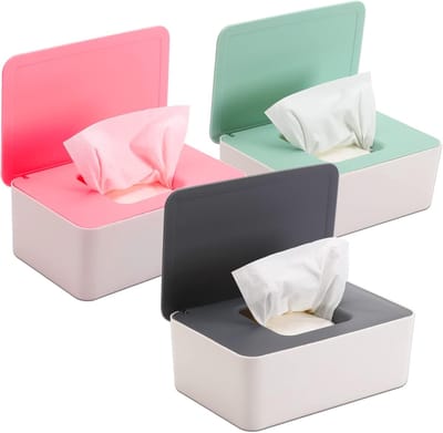 Wet Wipes Dispenser - 3 stuks - Baby Wipes Dispenser - Wet Wipe Holder with Cover - Keeps Wipes Fresh - Refillable Wet Wipes Container - Bathroom Tissue Dispenser