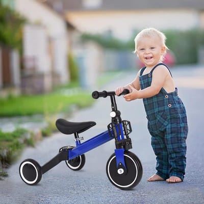 Kinder driewieler - Loopfiets baby - Leren fietsen - 3-in-1 ontwerp - 60 x 42 x 49 cm - Blauw