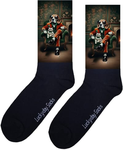 Beagle - Opkikker - Grappige sokken - Valentijns cadeau - Verjaardag cadeau - Sint cadeau - Leuke sokken - Aparte sokken - Vrolijke sokken - Cadeautje - Grappige cadeau - Kerstsokken - Vaderdag - Moederdag - Vintage - Socks maken Happy - 37-44