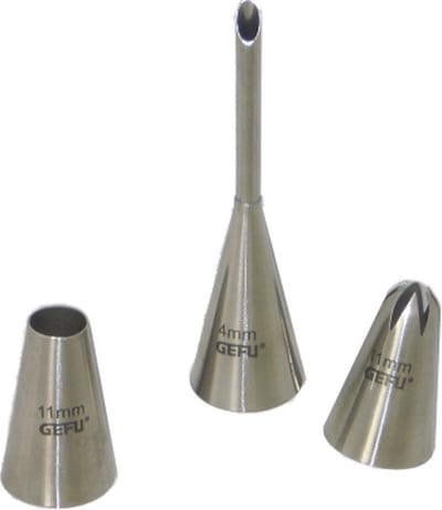 Spuitmondjes, Set van 3, RVS, voor Spuitzak Set - Gefu } DECORE