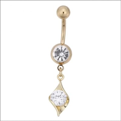 Aramat Jewels | Navelpiercings | Navelpiercing met Druppel Hanger Goudkleur | | | |10mm | Staal | Volwassenen | Verkleurd niet