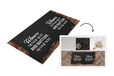 Keukenloper - Loper keuken - Winners never quit, and quitters never win! - Quotes - Spreuken - 120x60 cm - Keukenloper vinyl