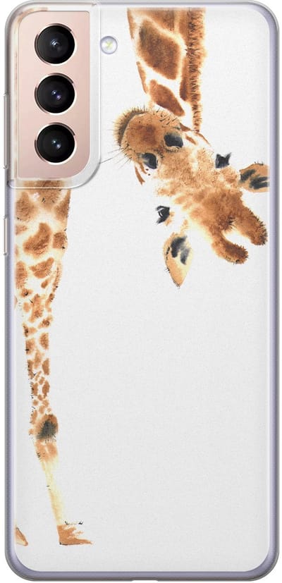 Leuke Telefoonhoesjes - Hoesje geschikt voor Samsung Galaxy S21 - Giraffe - Soft case - TPU - Tekst - Grijs