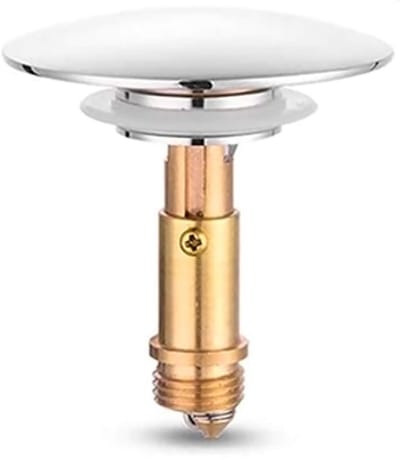 Dailygoods- Afvoerplug Verchroomd - Pop-Up Stopper - Messing Korfplug - Wastafel Afvoerplug - Robuust en Duurzaam - Eenvoudig Ontwerp - Wastafelstopper