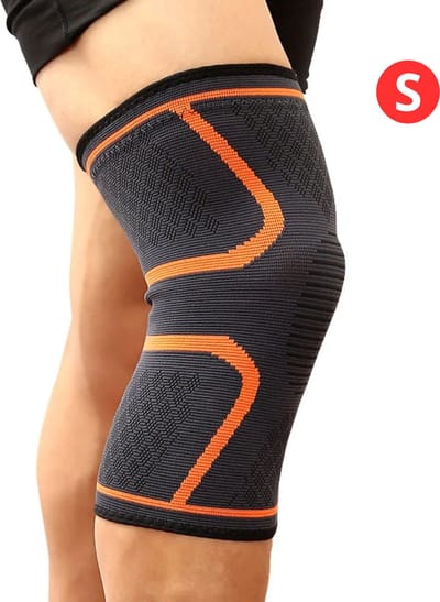 Livano Sportbrace Knie - Kniebrace - Knee Sleeves Powerlifting - Knee Support - Compressie Knie Brace - Knee Wraps - Dames - Heren - Oranje - Maat S