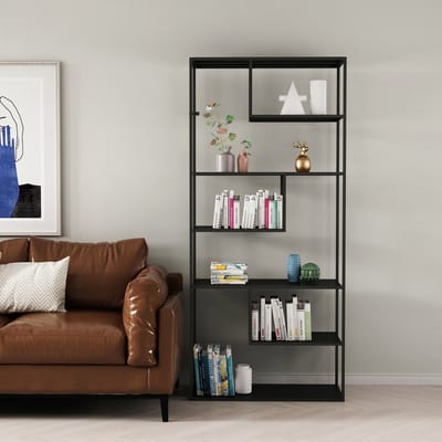 Boekenkast Vehmaa schap staal 188x85x35 cm zwart mat