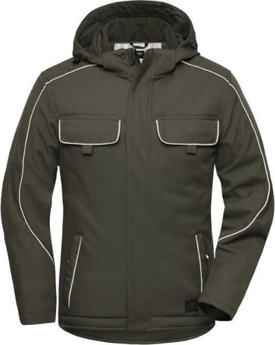 James & Nicholson Solid softshell winterjack JN886 - Olijf - XXXL