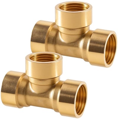Dailygoods- T-stuk 90° - Messing - 3/8 inch - 3-weg Verbinding - DN10 Wateraansluiting - Corrosiebestendig - Verbindingsstuk