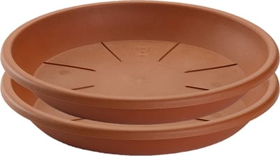 Opvangschaal/onderbord Plantenpot - Set van 4x stuks - terracotta - D24 cm - Kunststof - voor pot Dia 30/35 cm