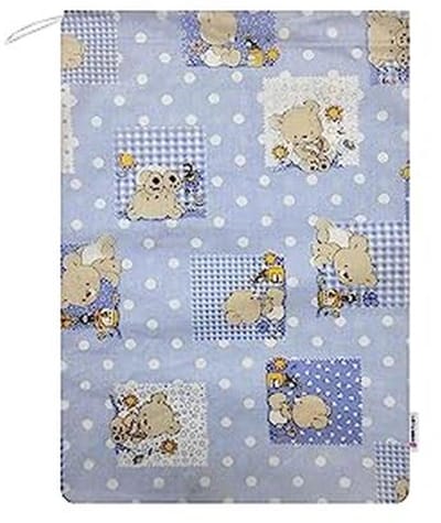 Katoenen Luiertas voor Kleuterschool in Blauwe Bijenbeer Motief - 34 x 44 cm