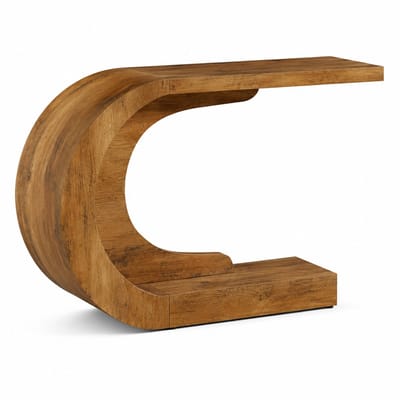 ITRONIQ Console Tafel 110 CM - Moderne Haltafel Voor Gang en Woonkamer - Design Side Table Met Organische Vorm - Houtkleur