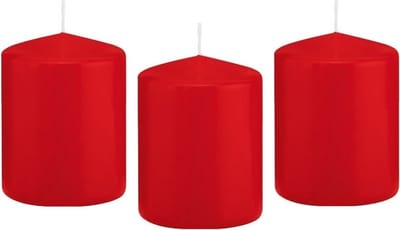 Trend Candles Cilinderkaars/stompkaars - 8x - rood - 6 x 8 cm - 29 branduren - met brandvertragende folie
