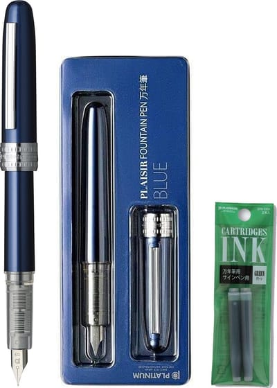 Platinum Japan - Plaisir Fountain Pen - Medium - Vulpen - Blauw - penpunt: Medium 05 - Met extra vullingen Groen